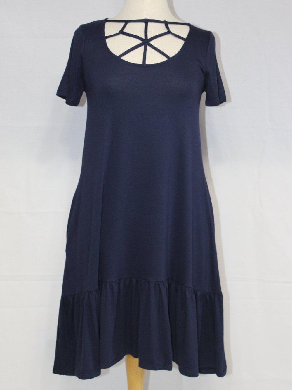 Zenana #7041 Stretch Casual Short Summer Dress-Sizes S to 3X-NAVY BLUE-NEW
